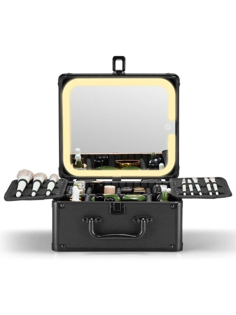 Stylish Makeup Box with Detachable LED Mirror & Travel Train Case Organizer